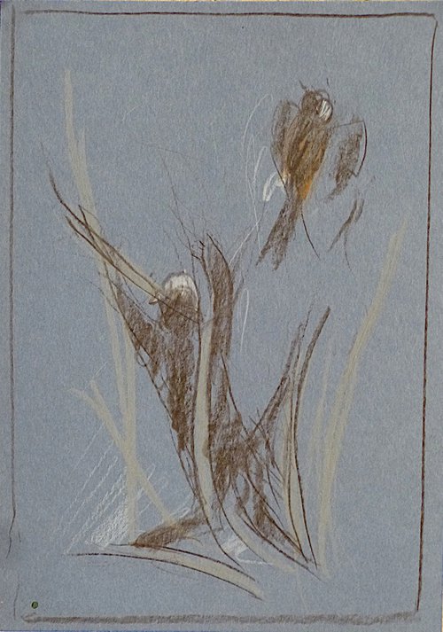 Cat and Bird, 21x14 cm by Frederic Belaubre