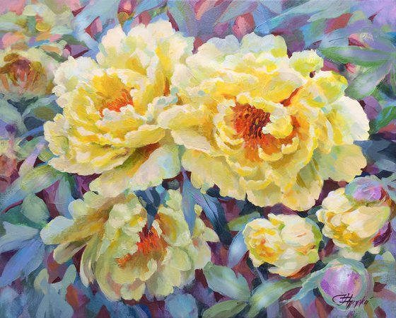 Yellow peonies, 50x40cm