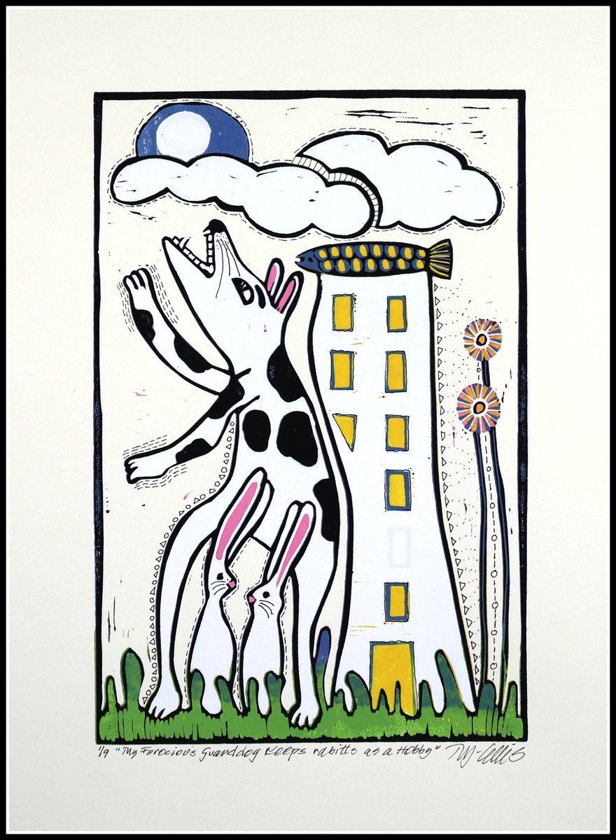 Illustrative Animal Linocut By Mariann Johansen-Ellis, 10 X 15", Hard Outside, Soft Inside, Original Artwork