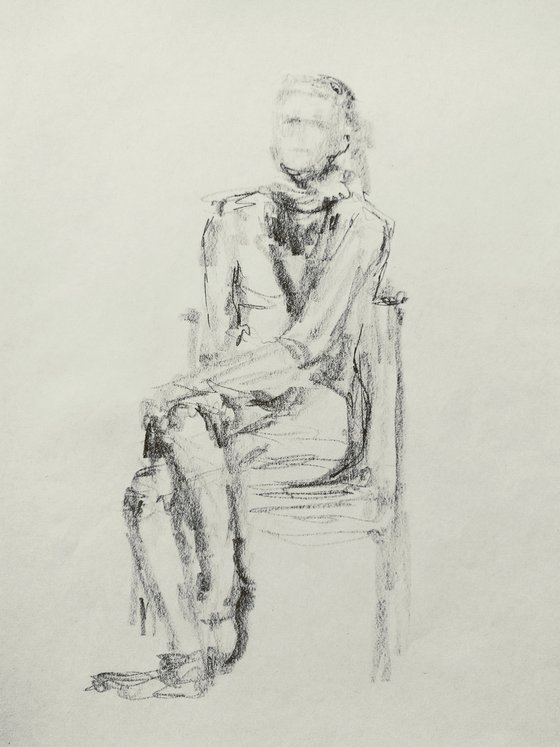 Sketch for a portrait. Original pencil drawing.