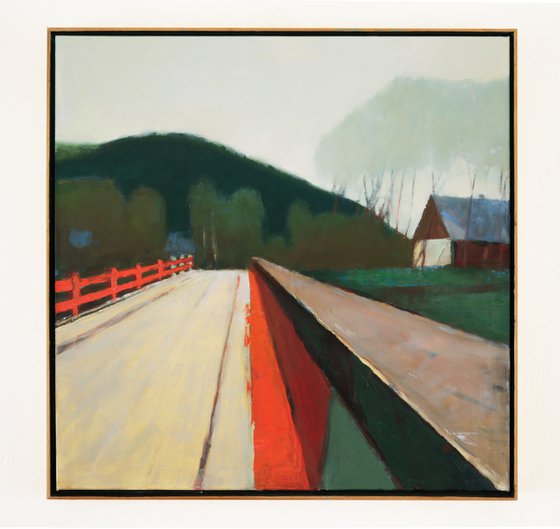 Red Bridge 30x30 inch 76x76 cm by Bo Kravchenko