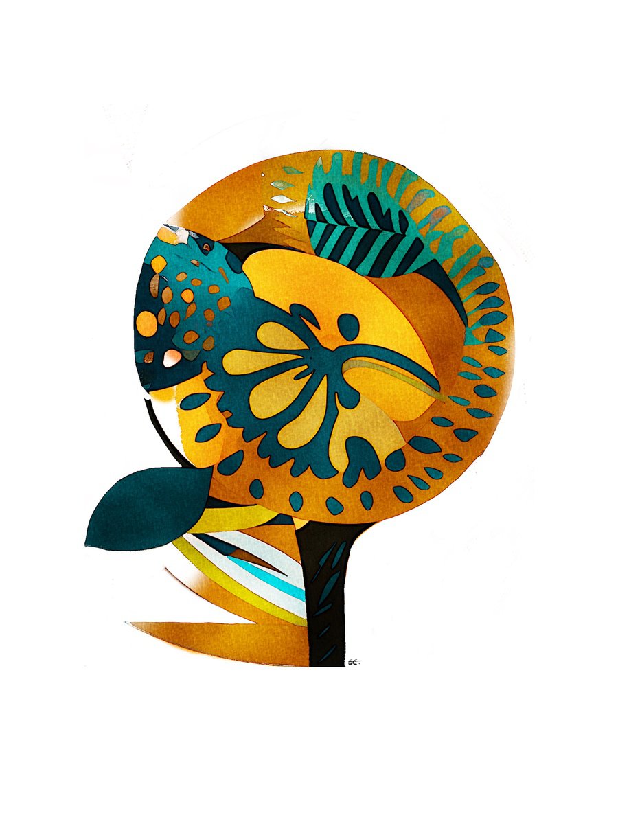 Abstract Botanical Giclee Print By Carla Sa Fernandes, 12 X 17, Bb11.S3, Original Artwork