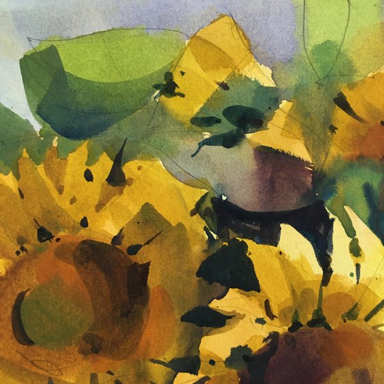 Sunflowers watercolor painting