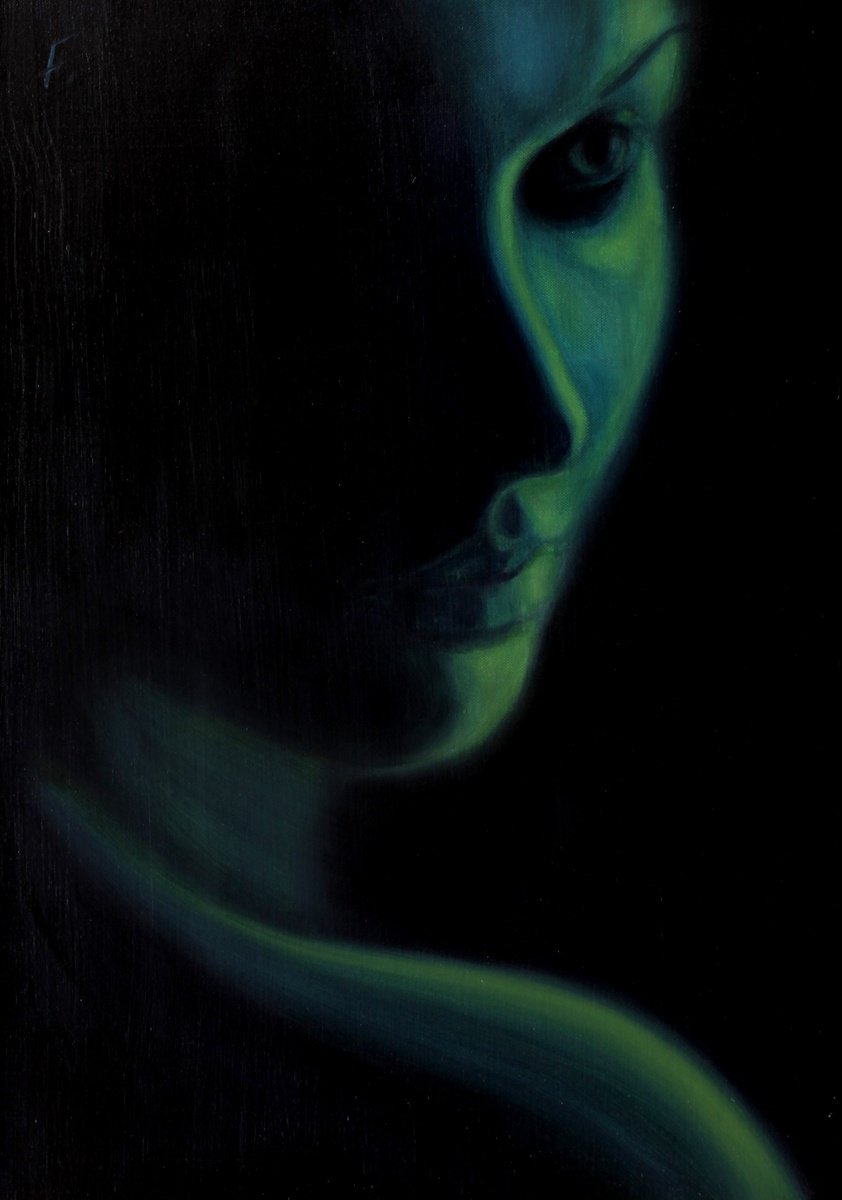 Photorealistic Portrait Acrylic Painting By Nikola Gulev, 20 X 28", "Cold Soul", Original Artwork