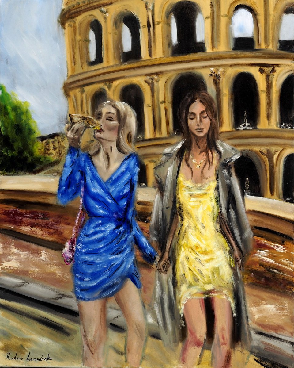 Impressionistic Portrait Oil Painting By Ruslana Levandovska, 24 X 30", See You In Rome, Original Artwork