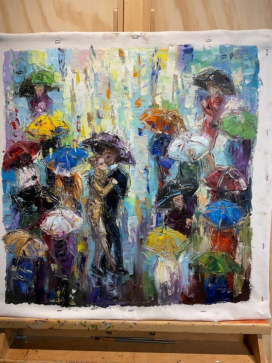 Umbrellas. Tango under the rain