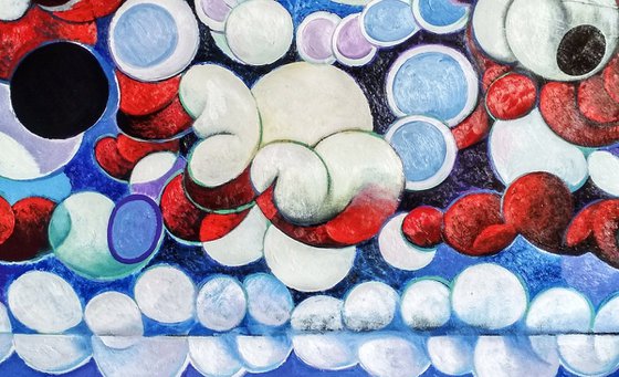 Winter evening-2 (60x80cm, cubism, oil painting, ready to hang)