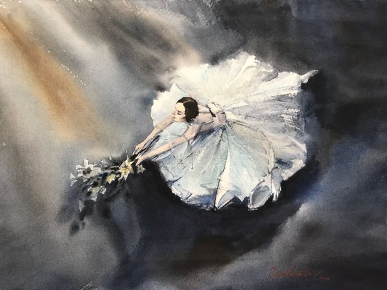 Ballerina with a bouquet