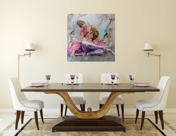 The Softer Side-Original Ballerina painting-Ballet painting