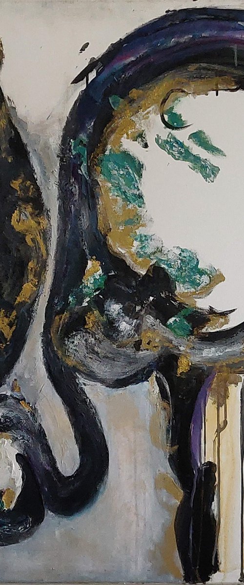 Abstract Art acrylic &  Ink  100x100 by Sylvie Dodin