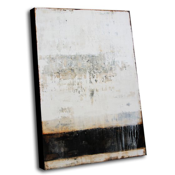 MELANCHOLIC POEM - 120 X 80 CMS - ABSTRACT PAINTING TEXTURED * WHITE * BROWN