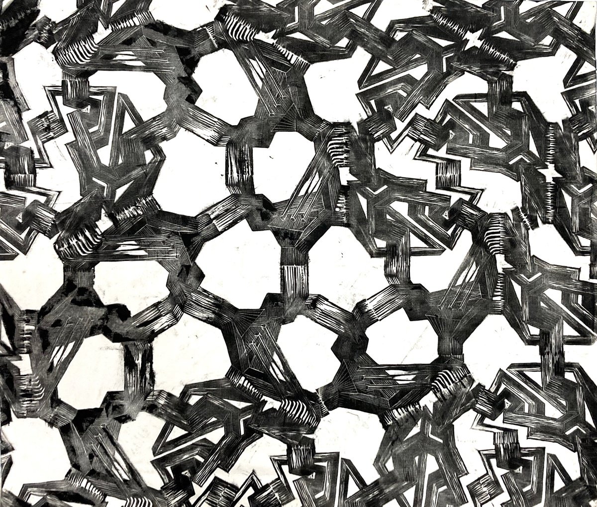 Geometric Linocut , Ducts And Illusions #2 By Michael E. Voss, 30 X 26, Artwork For Sale On Artfinder