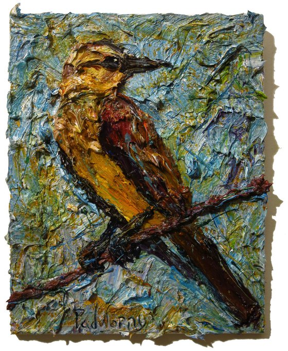 Original Oil Painting Bird Expressionism