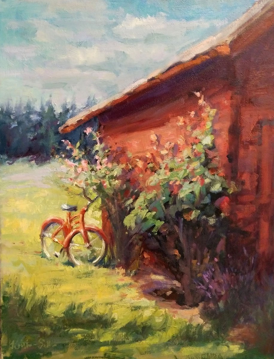 Impressionistic Landscape Oil Painting By Kristina Sellers, 16 X 20", Rustic Ride, Original Artwork