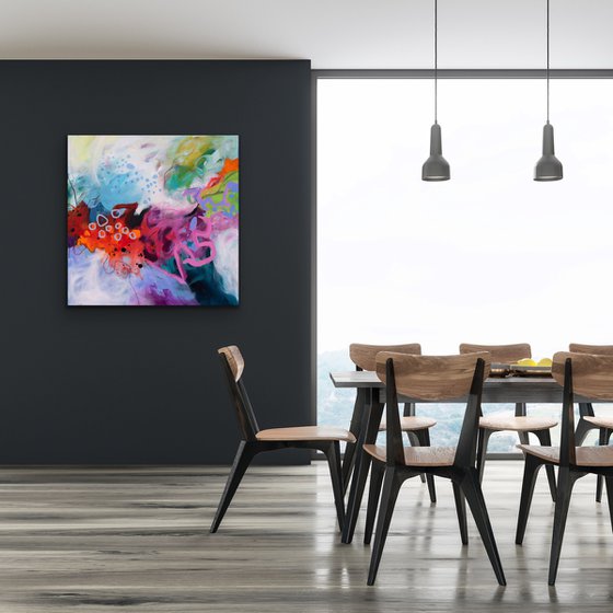 J’ai envie de rêver en couleurs - Original bold abstract on canvas - Ready to hang