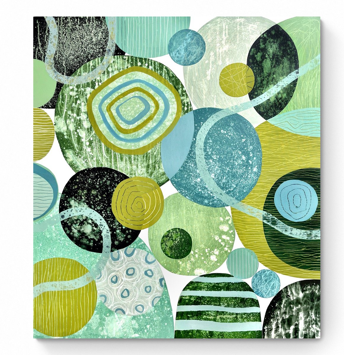 Abstract Acrylic Painting By Cristina Dalla Valentina, 35 X 39, Connections 2, Original Artwork