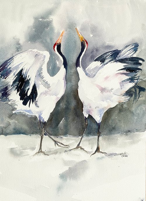 Bliss_ Dancing Cranes by Arti Chauhan