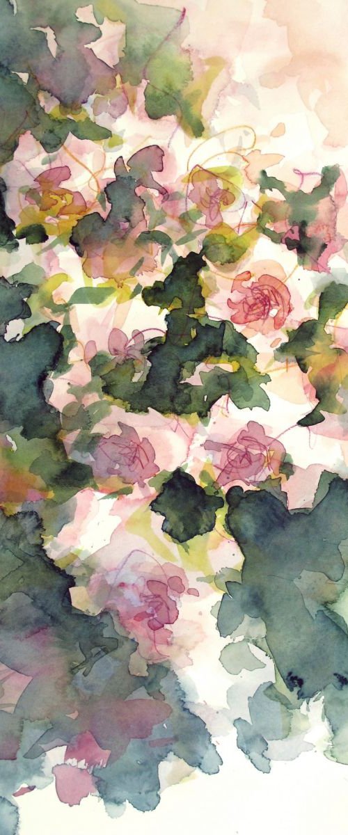 "Spring #2" - Roses watercolor study - small size - 31X41 cm by Fabienne Monestier