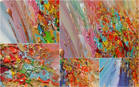 Original Contemporary Colorful Abstract Painting, Rainbow Floral Abstract Art, Surreal Abstraction, Modern Painting, Multicolored, Palette Knife, Rich Texture, Zen, Ready to Hang Canvas Art ''Whimsical Energy''