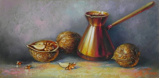 "Coffee" Oil on canvas Original art Kitchen decor