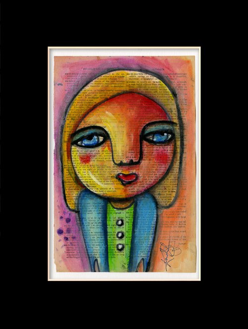I Feel Pretty 2 - From the Funky Face Series - Mixed Media Collage Painting by Kathy Morton Stanion by Kathy Morton Stanion