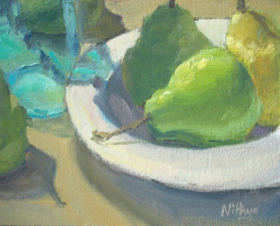 Pears under the sun - Still Life Painting, One of a kind artwork, Home decor