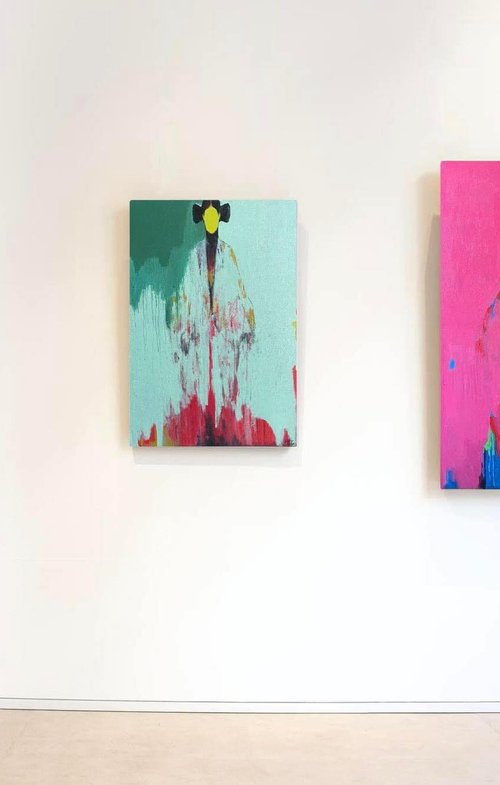 Pastel Green Abstract by Gela MIKAVA