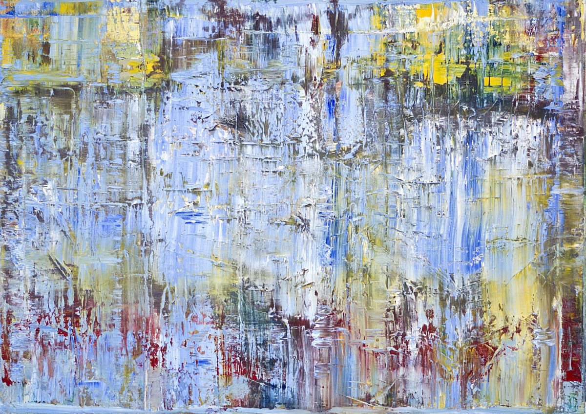 Expressive Abstract Oil Painting By Florina Breazu, 28 X 20, Refraction, Original Artwork
