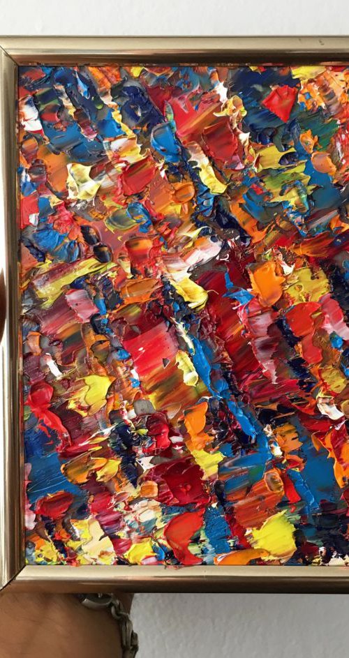 "Crazy For You" - PMS Micro Painting, Miniature Abstract, Holiday Gift by Preston M. Smith (PMS)