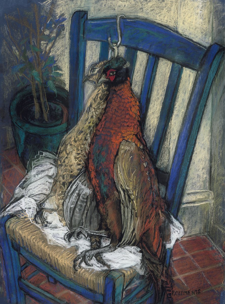 Impressionistic Animal Giclee Print By Patricia Clements, 15 X 22", Brace Of Pheasants Van Gogh Inspired, Print, Artfinder