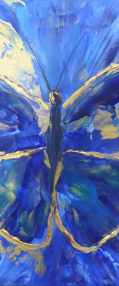 Blue and gold butterfly by Elaine Allender