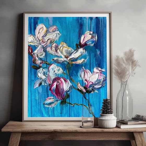 Magnolia on Turquoise