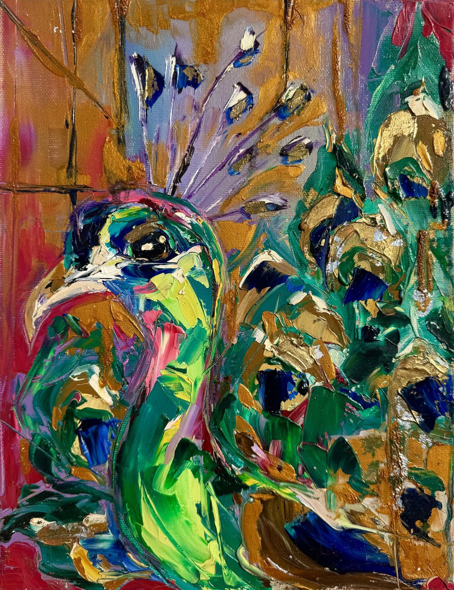 Expressive Oil Painting , Song Of The Royal Bird By Lina Redford, 11 X 14, Artwork For Sale On Artfinder