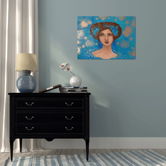 Reserved for Stacy The blue muse 60 x 81 cm