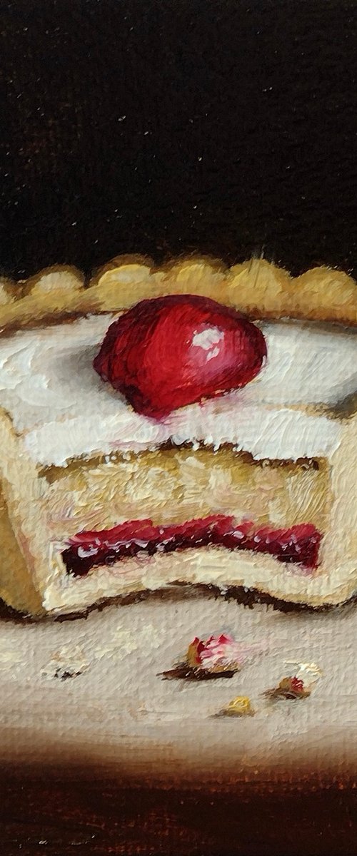 Little Cherry Bakewell tart still life by Jane Palmer Art