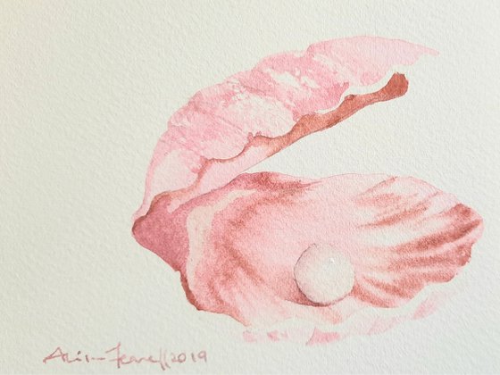 Pearly Pink - Original Pearl Watercolour - UK Artist