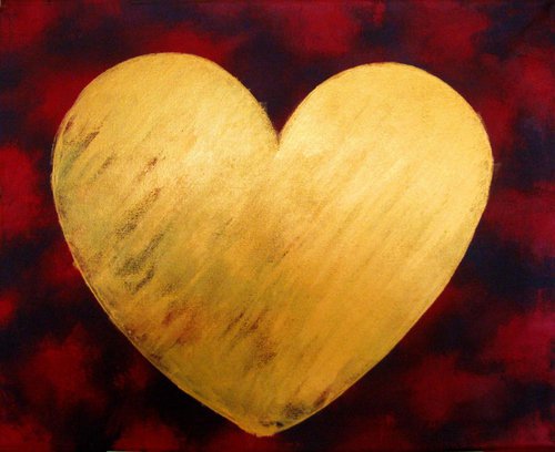 painting abstract wall art "Heart of Gold" gold painting contemporary modern art abstraction expression acrylic by Stuart Wright
