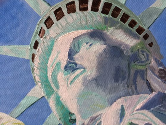 New York wall art statue of liberty original oil painting
