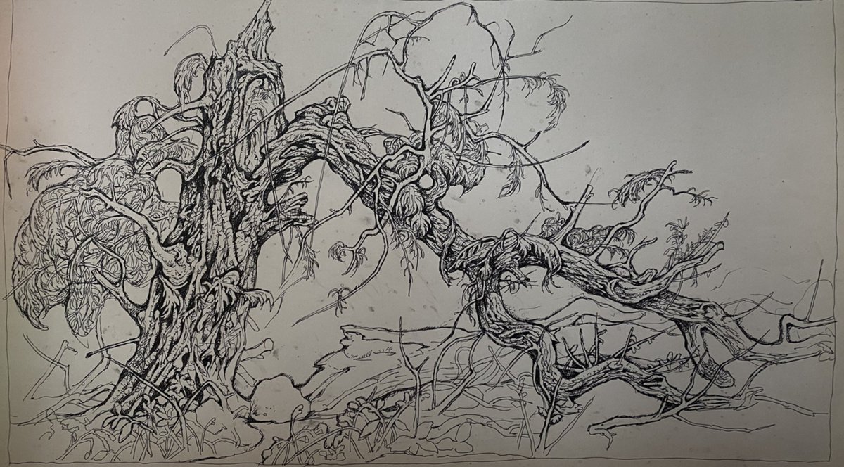 Impressionistic Landscape Painting By Oleg And Alexander Litvinov, 14 X 24", Broken Tree, Original Artwork