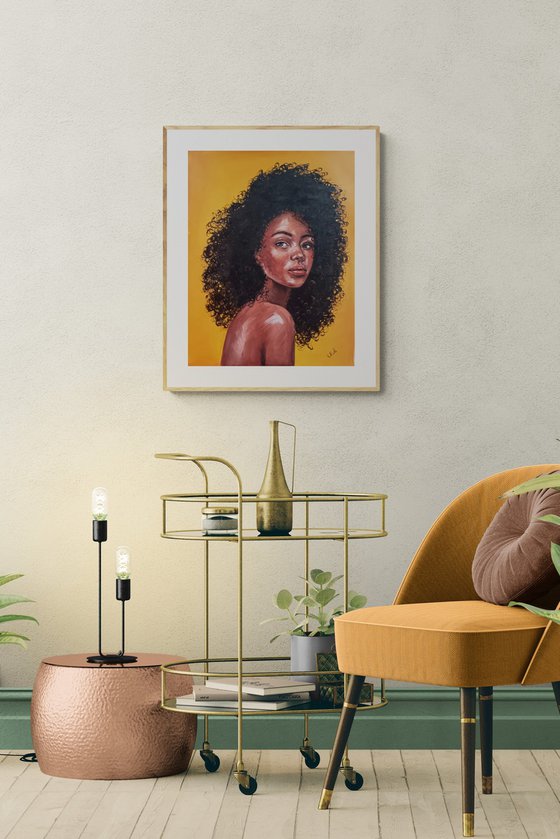 Afro Beauty - original oil portrait