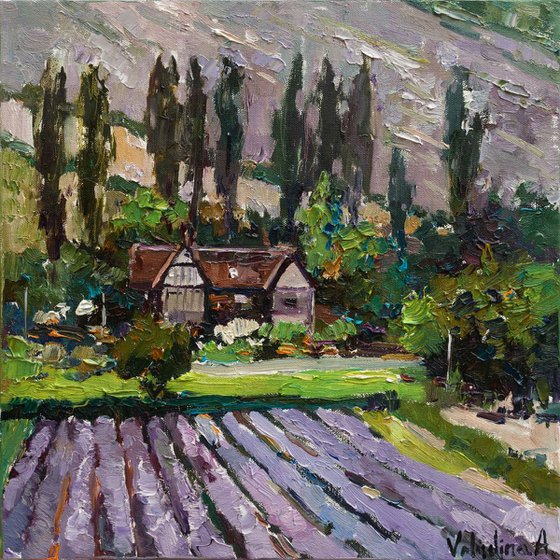 Lavender field In England - Original oil painting