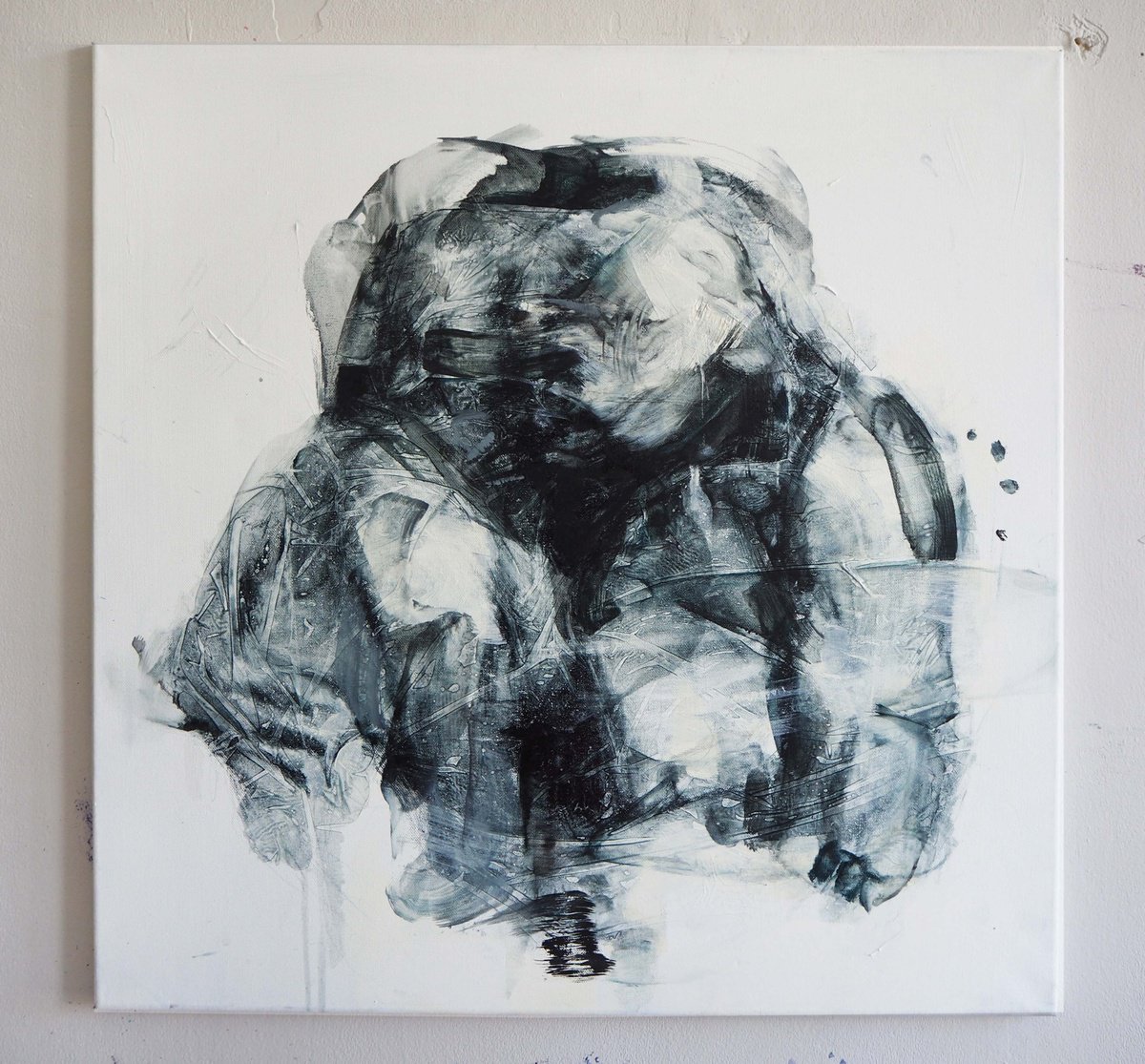 Expressive Portrait Oil Painting By Cynthia Gregorova, 28 X 28, Statues (Cleavage), Original Artwork