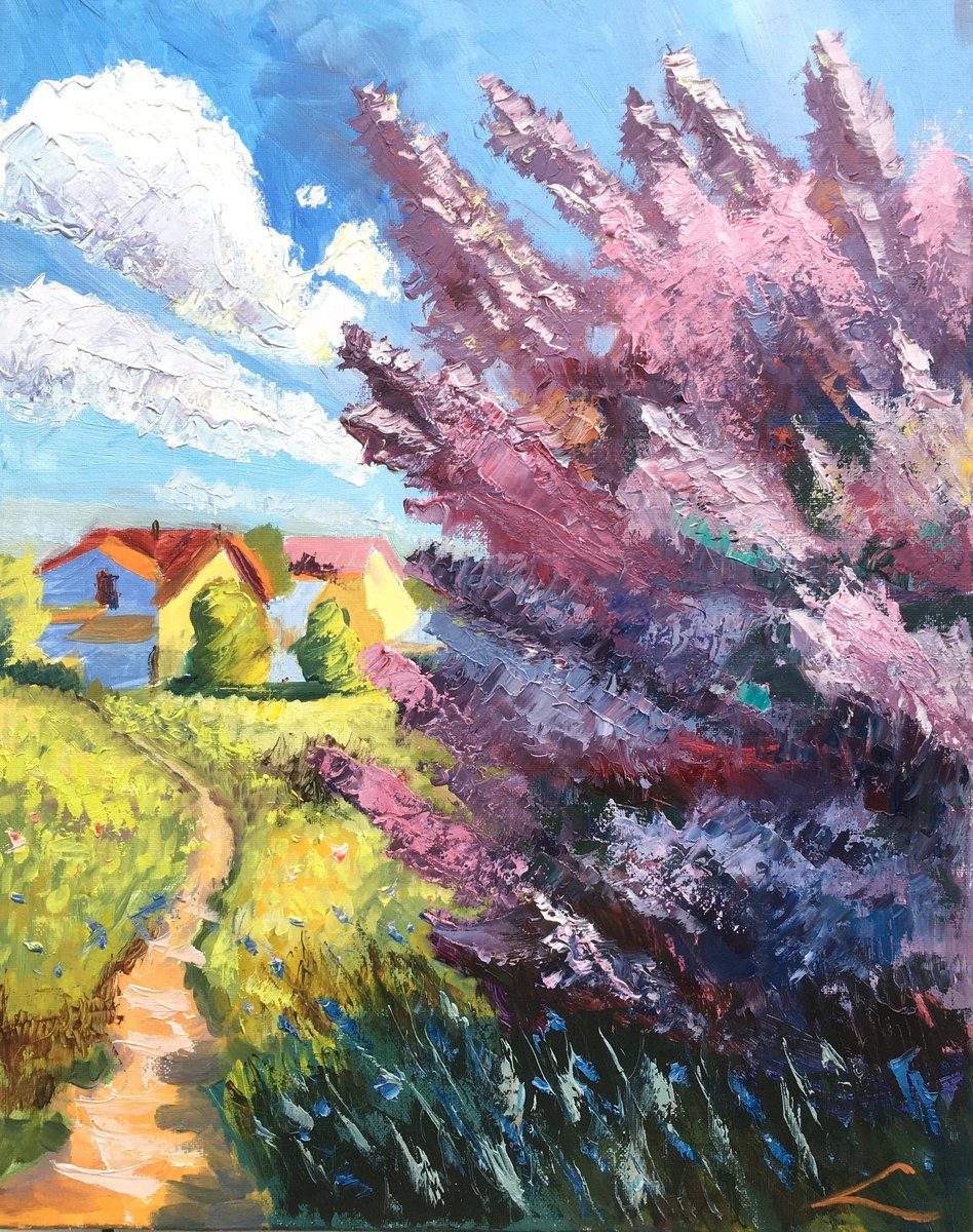 Landscape With Lilac By Elena Sokolova, 16 X 20, Artwork For Sale On Artfinder
