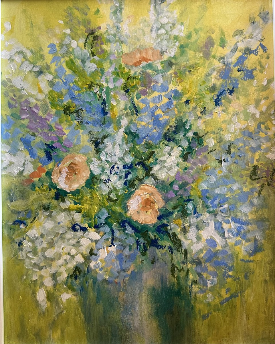 Impressionistic Botanical Oil Painting By Clare Hoath, 14 X 17, Hello Yellow, Original Artwork