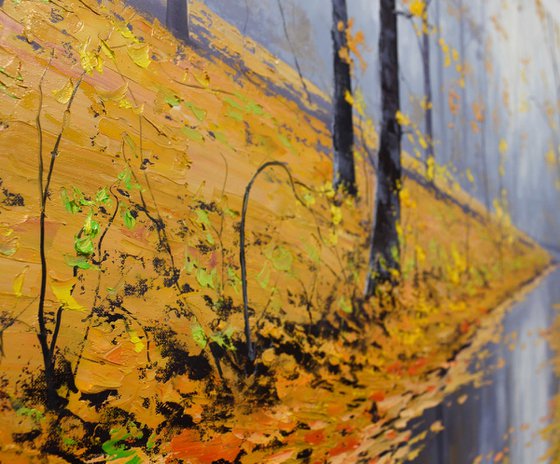 Autumn Stream Reflections Gold Fall Scene