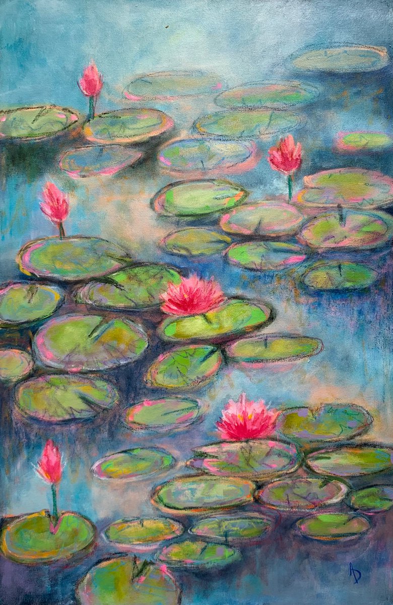 Expressive Painting , The Blue Pond By Amita Dand, 32 X 45, Artwork For Sale On Artfinder