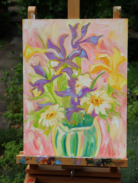 Spring Garden Flowers #2 - In a Green Vase