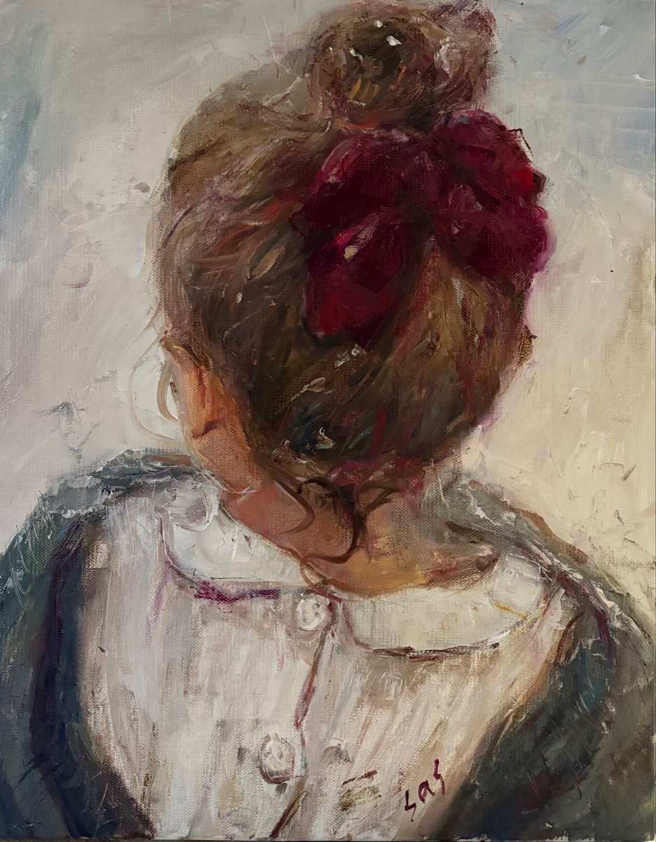 Girl With A Green Scarf By Liubou Sas, 16 X 20, Artwork For Sale On Artfinder