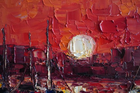 Sunset with boats