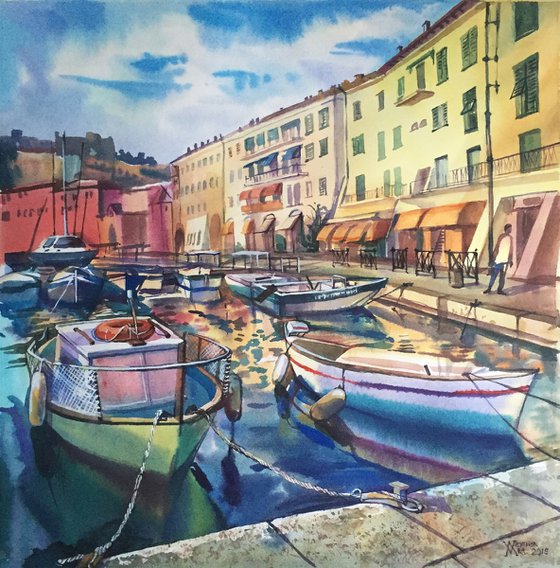 Italian landscape with boats